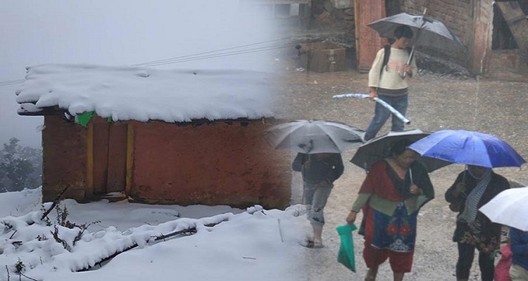 देशभर वर्षा, हिमाली जिल्लामा हिमपात