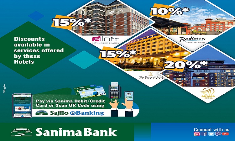 सानिमा बैंकको र्‍याडिसन, द एभरेष्ट, होटल अकामा र अलफ्टसंग सम्झौता