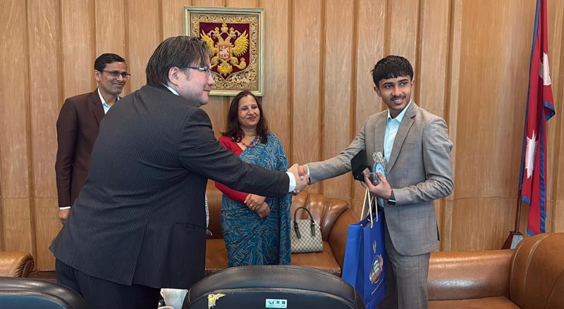 अन्तर्राष्ट्रिय अवार्ड विजेता अनुराग पंगेनीलाई रुसी दूतावासको सम्मान